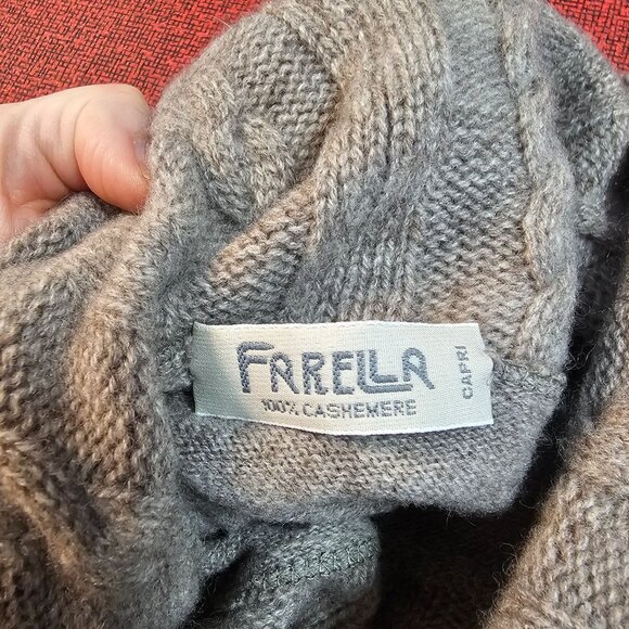 Farella Capri Cashmere Cowl Neck Sweater S Flared Cable Knit Sleeves Boho Luxury - Picture 5 of 8